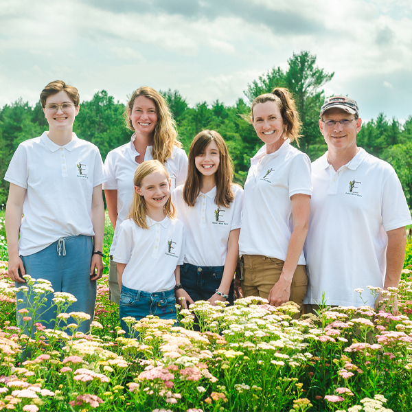 Jennifer Joray and her family on their flower farm